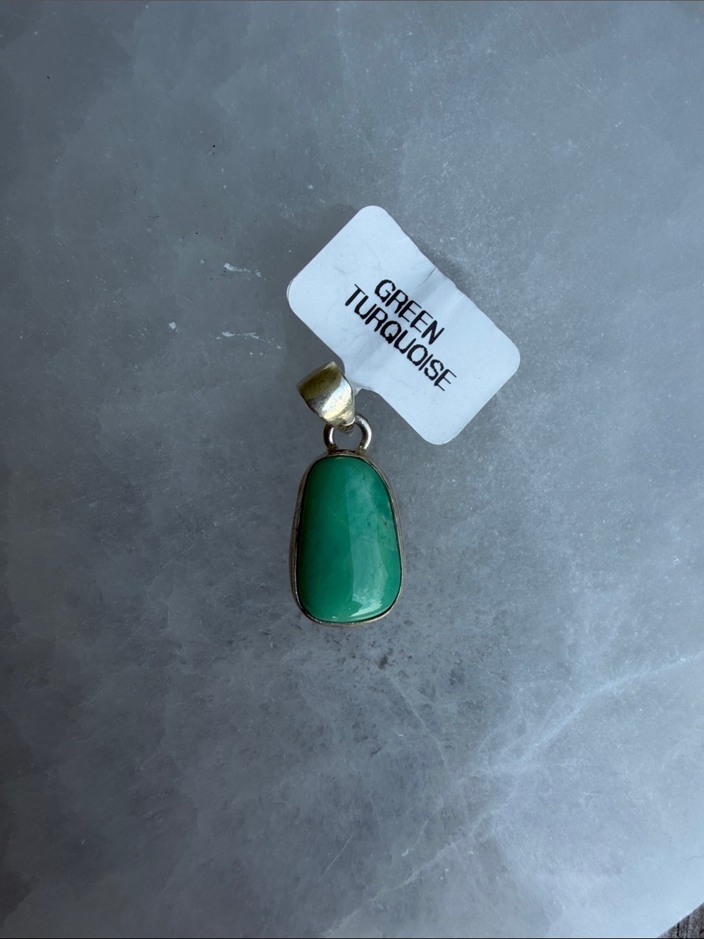 Green Turquoise Sterling Silver Pendant - Green Turquoise